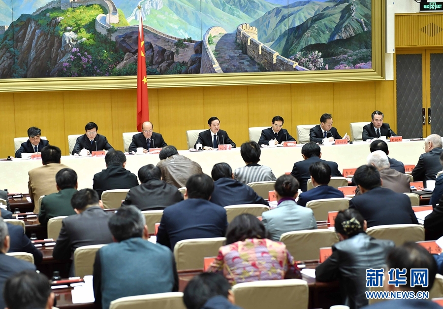 1月13日，中共中央政治局委員、中宣部部長、全國“掃黃打非”工作小組組長劉奇葆在北京出席第三十次全國“掃黃打非”工作電視電話會議。新華社記者 李濤 攝