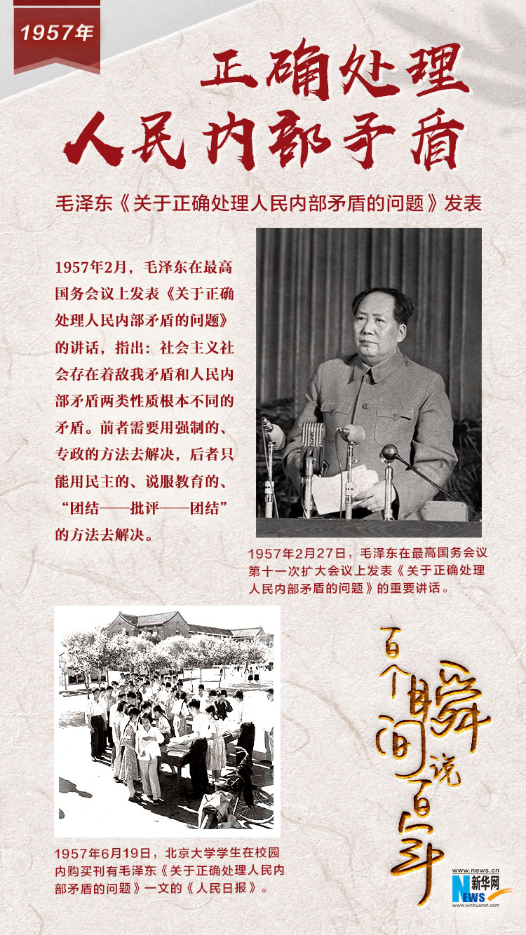 1957，正確處理人民內(nèi)部矛盾