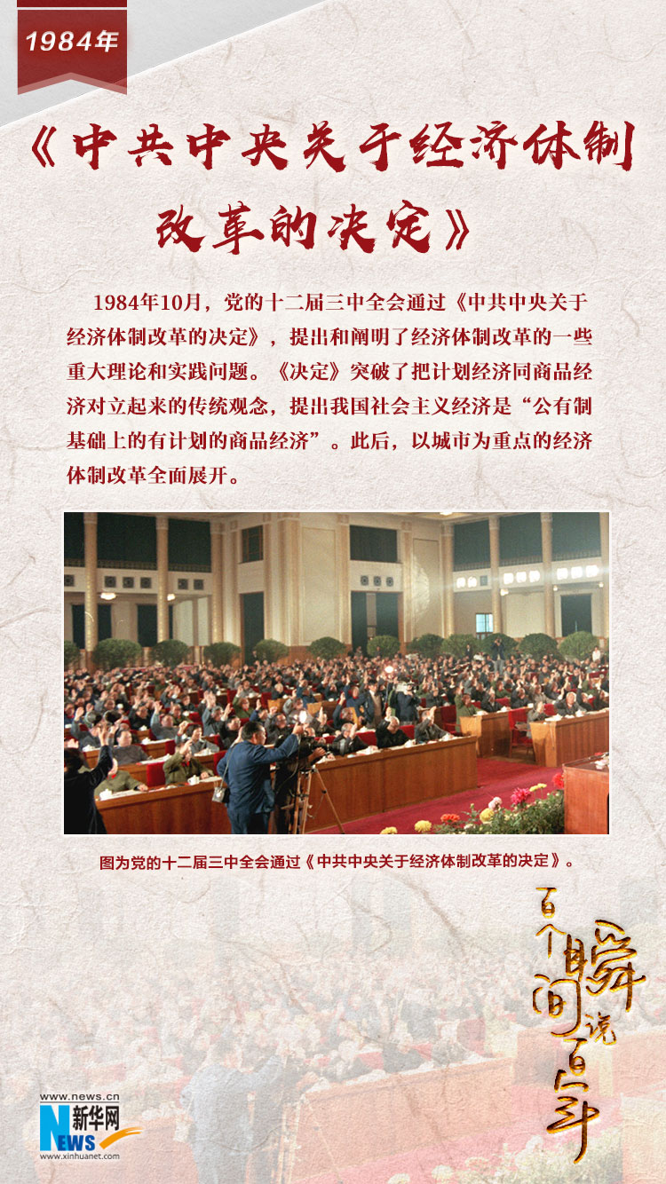 1984，《中共中央關(guān)于經(jīng)濟(jì)體制改革的決定》