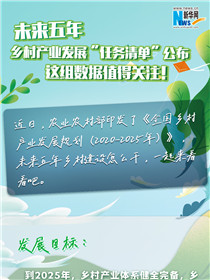 未來五年鄉(xiāng)村產(chǎn)業(yè)發(fā)展“任務(wù)清單”公布 這組數(shù)據(jù)值得關(guān)注！