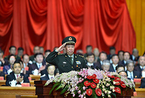 新疆軍區(qū)司令員、軍區(qū)黨委副書記彭勇向現場與會代表致敬