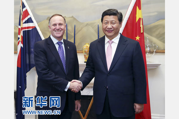 11月20日，國(guó)家主席習(xí)近平在惠靈頓同新西蘭總理約翰·基舉行會(huì)談。 新華社記者 姚大偉 攝
