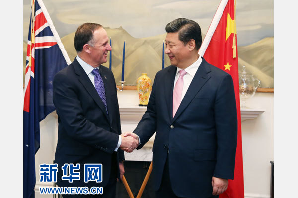 11月20日，中國(guó)國(guó)家主席習(xí)近平在惠靈頓同新西蘭總理約翰·基舉行會(huì)談。 新華社記者 馬占成 攝