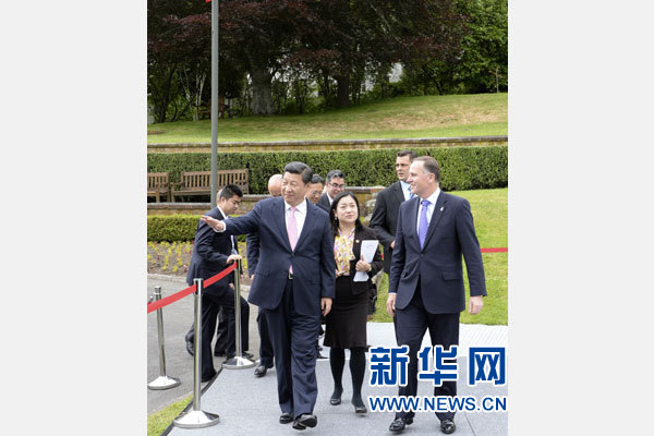 11月20日，中國(guó)國(guó)家主席習(xí)近平在惠靈頓同新西蘭總理約翰·基舉行會(huì)談。 新華社記者 李學(xué)仁 攝