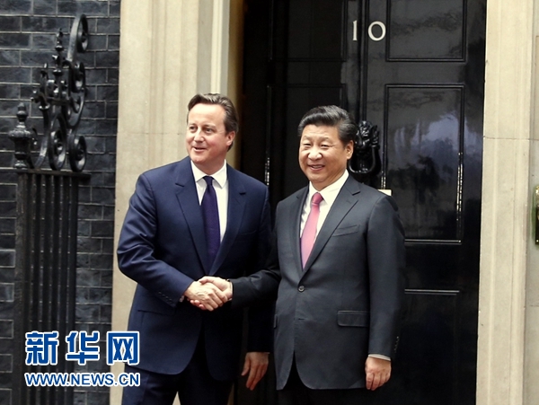 10月21日，國家主席習(xí)近平在倫敦唐寧街首相府同英國首相卡梅倫舉行會談。 新華社記者 鞠鵬 攝 