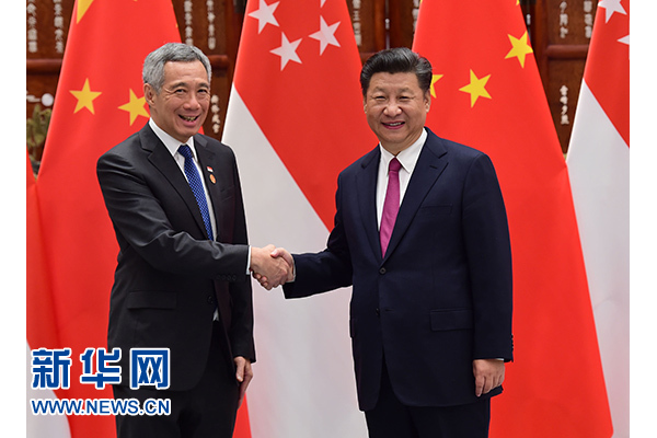 9月2日，國(guó)家主席習(xí)近平在杭州會(huì)見(jiàn)新加坡總理李顯龍。新華社記者張鐸攝
