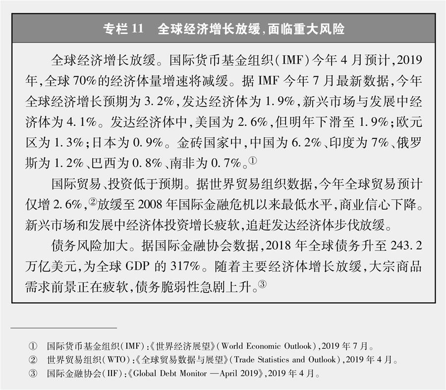 （圖表）[新時代的中國與世界白皮書]專欄11 全球經(jīng)濟增長放緩，面臨重大風險