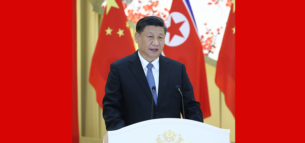 習(xí)近平出席朝鮮勞動黨委員長、國務(wù)委員會委員長金正恩舉行的歡迎宴會